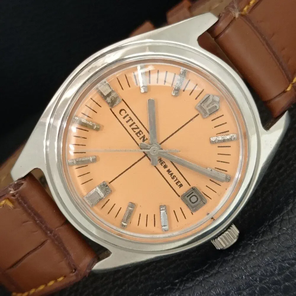 Vintage 1971 Citizen Manual Wound Mens Silver Watch W/Date & Silver accents